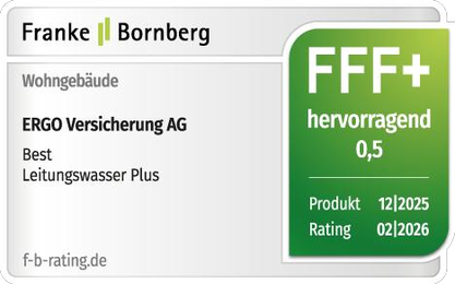 Franke und Bornberg Rating FFF+ hervorragend (0,5) für ERGO Wohngebäude Best mit Leitungswasser Plus